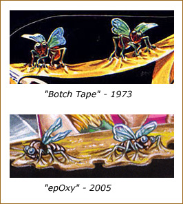 Image compares the flies from 'Bothc Tape' to the flies in 'epOxy'