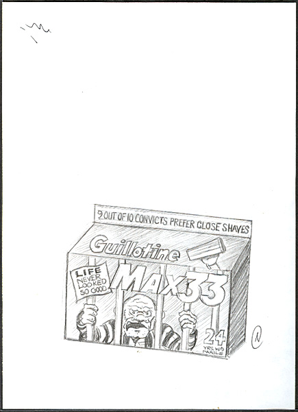 Wacky Packages Ans2 Guillotine Rough Concept Drawing
